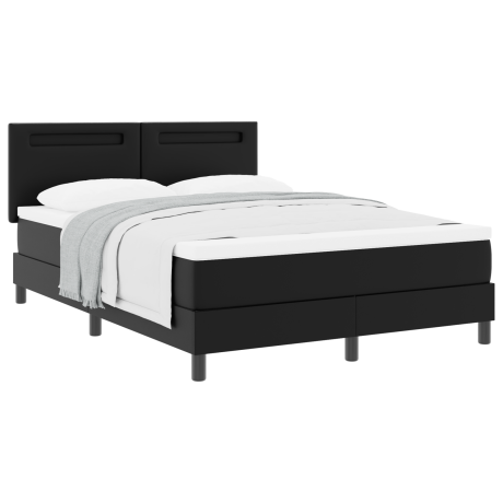 vidaXL Boxspringbed met matras Zwart 140 x 200 cm Kunstleer afbeelding3 - 1