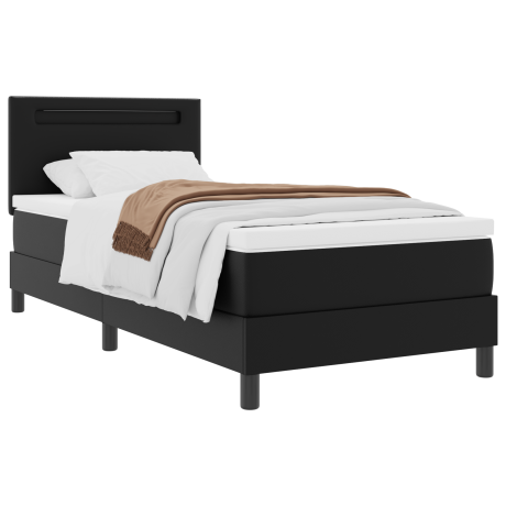 vidaXL Boxspringbed met matras Zwart 90 x 190 cm Kunstleer afbeelding3 - 1