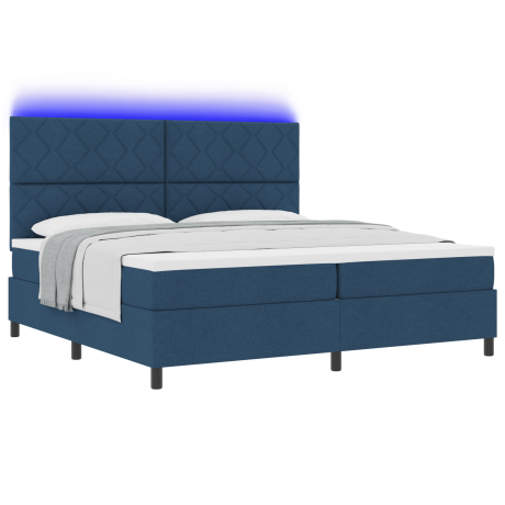 vidaXL Boxspringbed met Matras & LED Blauw 200x200 cm Stof afbeelding3 - 1