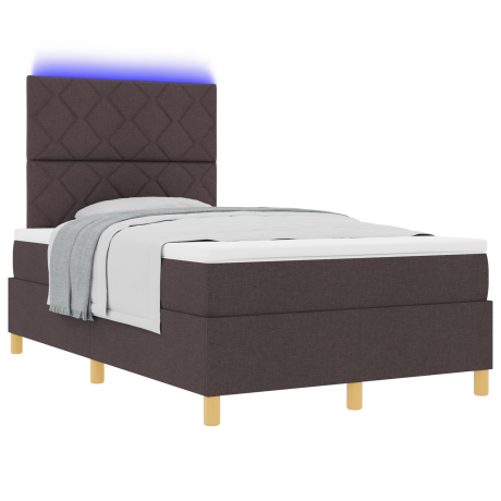 vidaXL Boxspringbed met Matras & LED Donkerbruin 120x190 cm Stof afbeelding3 - 1