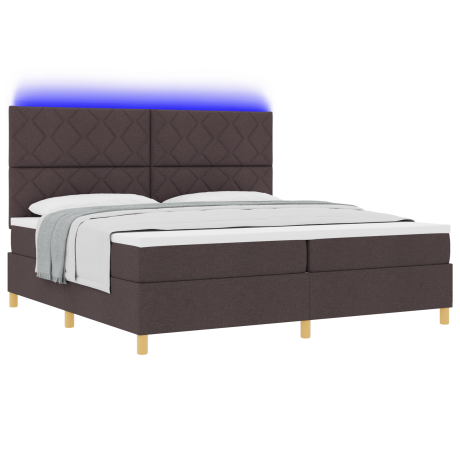 vidaXL Boxspringbed met Matras & LED Donkerbruin 200x200 cm Stof afbeelding3 - 1