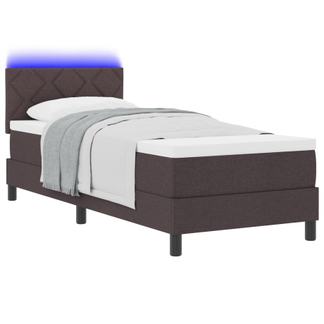 vidaXL Boxspring bed met matras met LED Donkerbruin 80 x 200 cm Stof afbeelding3 - 1