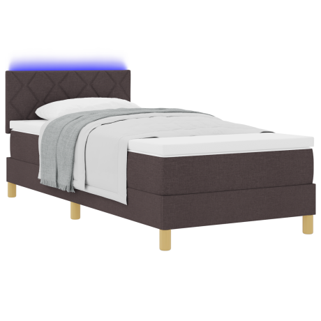 vidaXL Boxspringbed met Matras & LED Donkerbruin 90x190 cm Stof afbeelding3 - 1
