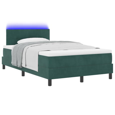 vidaXL Boxspringbed met Matras & LED Donkergroen 120x200 cm Fluweel afbeelding3 - 1