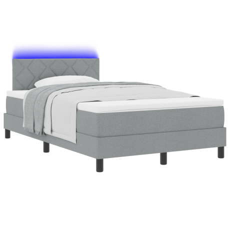 vidaXL Boxspringbed met Matras & LED Lichtgrijs 120x200 cm Stof afbeelding3 - 1