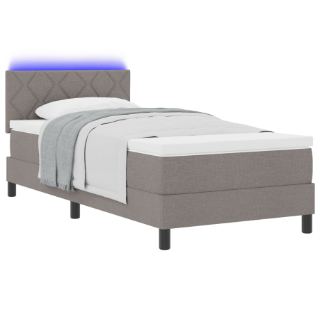 vidaXL Boxspring bed met matras met LED Taupe 100 x 200 cm Stof afbeelding3 - 1