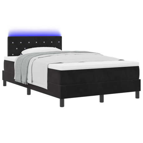 vidaXL Boxspringbed met Matras & LED Zwart 120x190 cm Fluweel afbeelding3 - 1