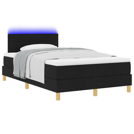 vidaXL LED Box Spring Bed met hoofdeinde Zwart 120 x 190 cm Stof afbeelding3 - 1