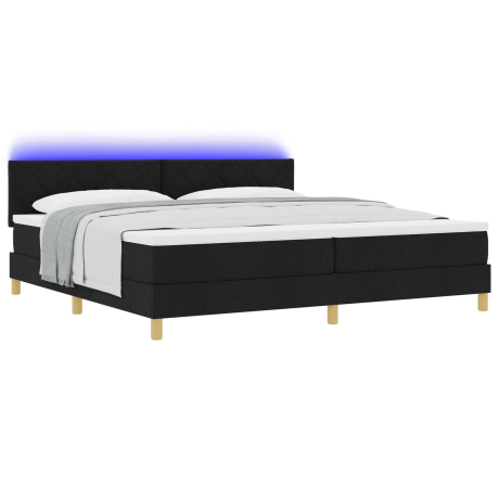 vidaXL Boxspringbed met Matras & LED Zwart 200x200 cm Stof afbeelding3 - 1