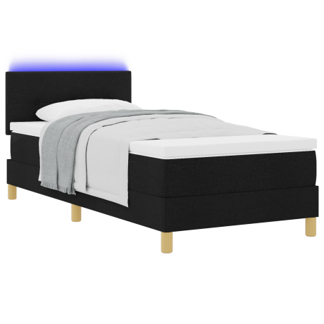vidaXL Boxspringbed met Matras & LED Zwart 80x200 cm Stof afbeelding3 - 1