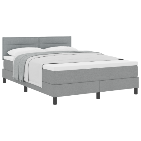 vidaXL Boxspringbed met Matras Lichtgrijs 140x190 cm Stof afbeelding3 - 1
