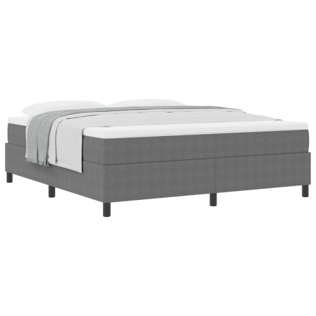 vidaXL Boxspringbed Lichtgrijs en wit. 180 x 200 cm Katoen Stof afbeelding3 - 1