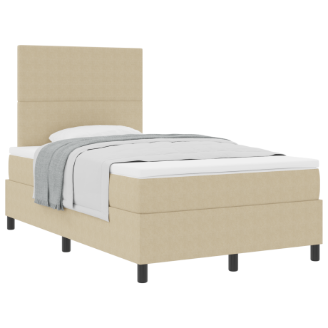 vidaXL Boxspringbed met Matras Lichtgroen Grijs 120x200 cm Katoenen Stof afbeelding3 - 1