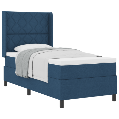 vidaXL Boxspringbed met matras stof blauw 100x200 cm afbeelding3 - 1