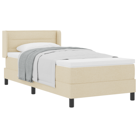 vidaXL Boxspringbed met hoofdeinde Crème 200 x 100 cm Stof afbeelding3 - 1