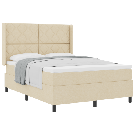 vidaXL Boxspringbed met matras stof crèmekleurig 160x200 cm afbeelding3 - 1