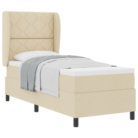 vidaXL Boxspring bed met matras met hoofdeinde Crème 80 x 200 cm Stof afbeelding3 - 1