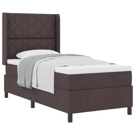 vidaXL Boxspringbed met matras stof donkerbruin 100x200 cm afbeelding3 - 1