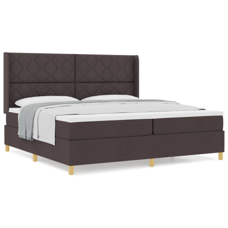 vidaXL Boxspringbed met matras stof donkerbruin 200x200 cm afbeelding3 - 1