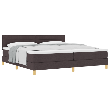 vidaXL Boxspringbed met kussen Donkerbruin 200 x 200 cm Stof afbeelding3 - 1