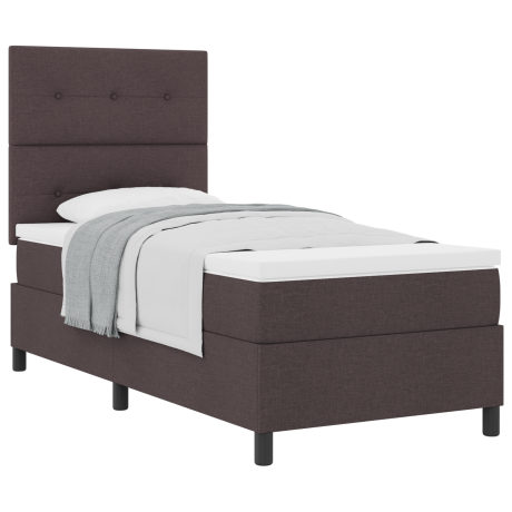 vidaXL Boxspringbed met matras stof donkerbruin Single afbeelding3 - 1