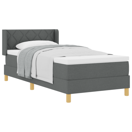 vidaXL Boxspringbed met matras Donkergrijs 200 x 100 cm Stof afbeelding3 - 1