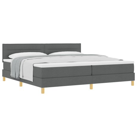 vidaXL Boxspringbed met kussen Donkergrijs 200 x 200 cm Stof afbeelding3 - 1