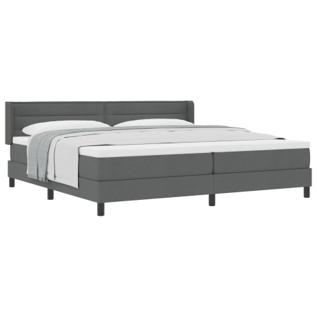 vidaXL Boxspringbed met hoofdeinde Donkergrijs 200 x 200 cm Stof afbeelding3 - 1
