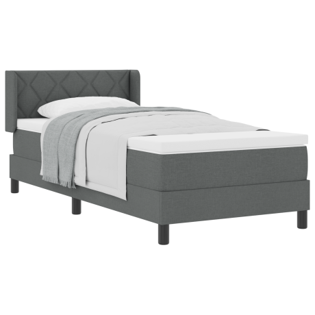 vidaXL Boxspringbed met hoofdeinde Donkergrijs 200 x 90 cm Stof afbeelding3 - 1