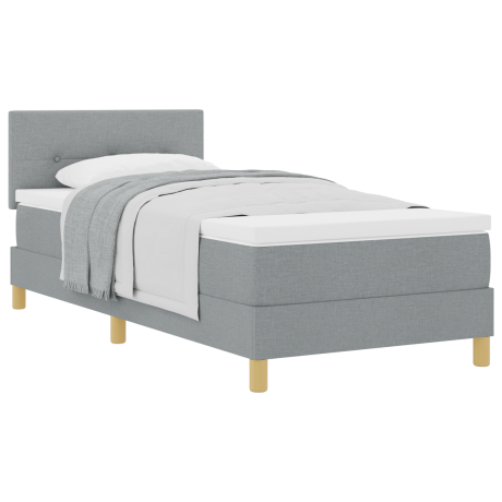 vidaXL Boxspringbed met kussen Lichtgrijs 100 x 200 cm Stof afbeelding3 - 1