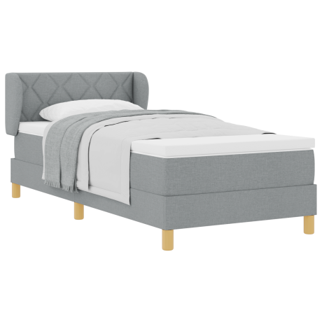 vidaXL Boxspringbed met matras Lichtgrijs 100 x 200 cm Stof afbeelding3 - 1