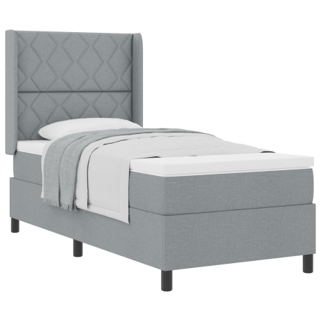 vidaXL Boxspringbed met matras Lichtgrijs 200 x 100 cm Stof afbeelding3 - 1