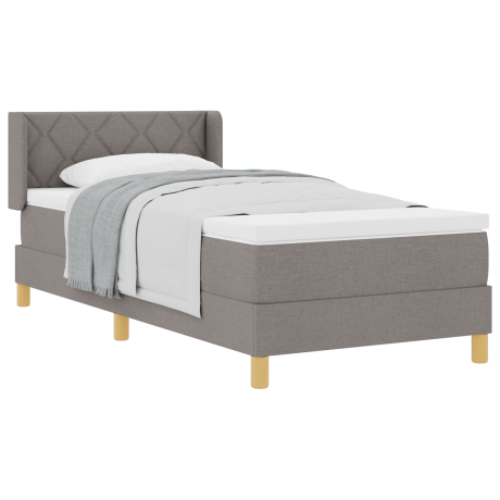 vidaXL Boxspringbed met matras met hoofdeinde Taupe 200 x 100 cm Stof afbeelding3 - 1