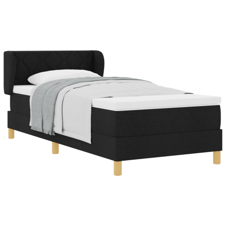 vidaXL Boxspringbed met hoofdeinde Zwart 90 x 200 cm Stof afbeelding3 - 1