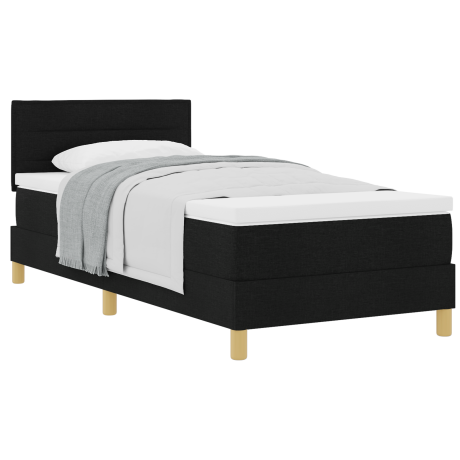 vidaXL Boxspringbed met kussen met hoofdeinde Zwart 90 x 200 cm Stof afbeelding3 - 1