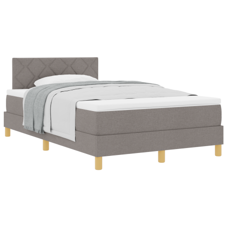 vidaXL Boxspringbed met kussen met hoofdeinde Taupe 120 x 200 cm Stof afbeelding3 - 1