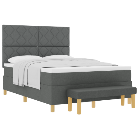 vidaXL Boxspringsbed met Matras & Bank Donkergrijs 160x200 cm Stof afbeelding3 - 1