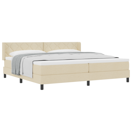 vidaXL Boxspringsbed met matras stof crèmekleurig 200x200 cm afbeelding3 - 1