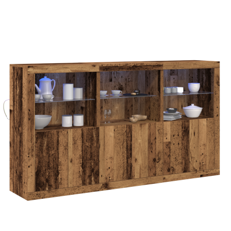 vidaXL Buffetkast met LED Lichten Oud Hout 181.5x37x100 cm Geengineerd Hout afbeelding3 - 1