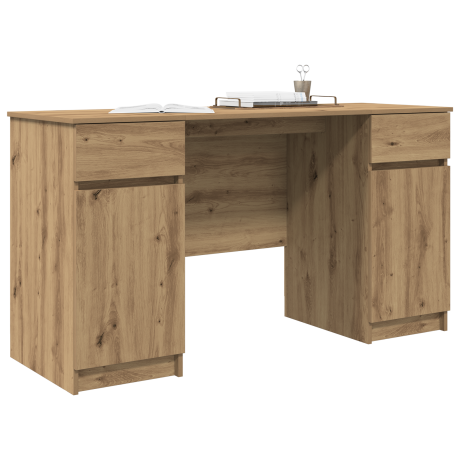 vidaXL Bureau Artisan Eiken 140x49x76 cm Gelaagd Hout afbeelding3 - 1