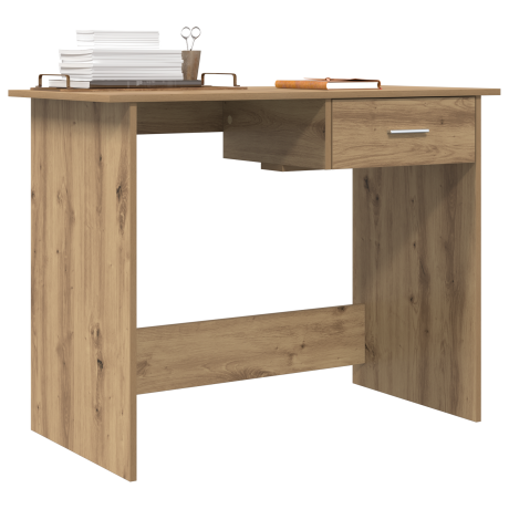 vidaXL Bureau met lade Artisan Eiken 100 x 50 x 76 cm Bewerkt hout afbeelding3 - 1