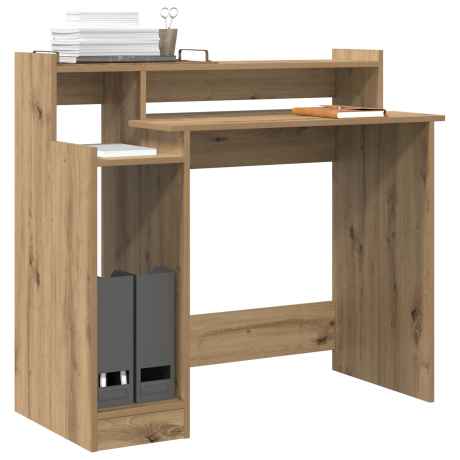 vidaXL Bureau met plank Artisan Eiken 97 x 45 x 90 cm Bewerkt hout afbeelding3 - 1