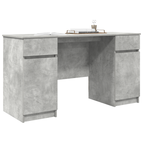 vidaXL Bureau Beton Grijs 140x49x76 cm Geperst Hout afbeelding3 - 1