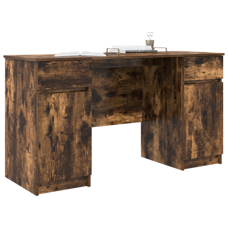 vidaXL Bureau Gerookt Eiken 140x49x76 cm Kunststof Hout afbeelding3 - 1