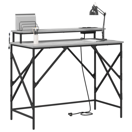 vidaXL Bureau Grijs sonoma 100 x 50 x 86.5 cm Bewerkt hout afbeelding3 - 1