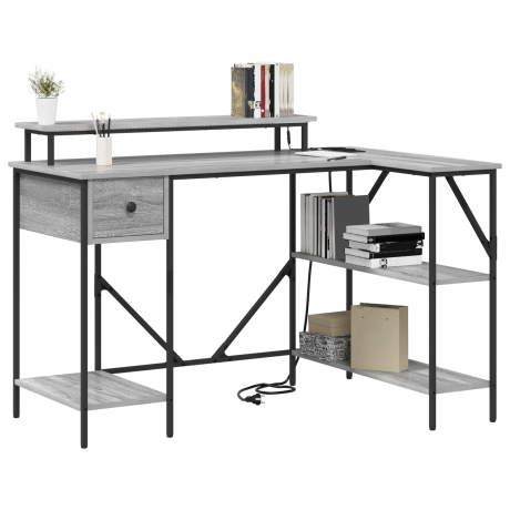 vidaXL Bureau Grijs sonoma 120 x 79 x 86.5 cm Bewerkt hout afbeelding3 - 1