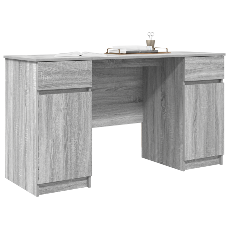 vidaXL Bureau Grijs Sonoma 140x49x76 cm Gevoerd Hout afbeelding3 - 1
