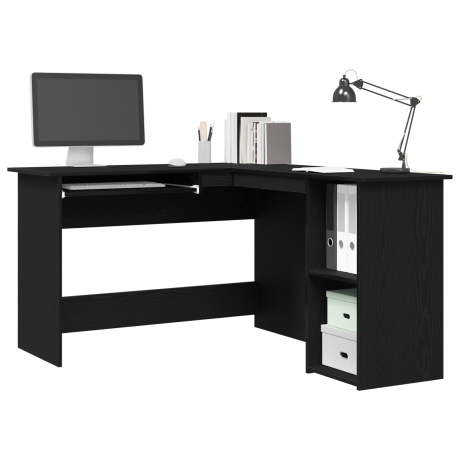 vidaXL Bureau in Zwart Eiken 120x140x75 cm Gemaakt van Bewerkt Hout afbeelding3 - 1