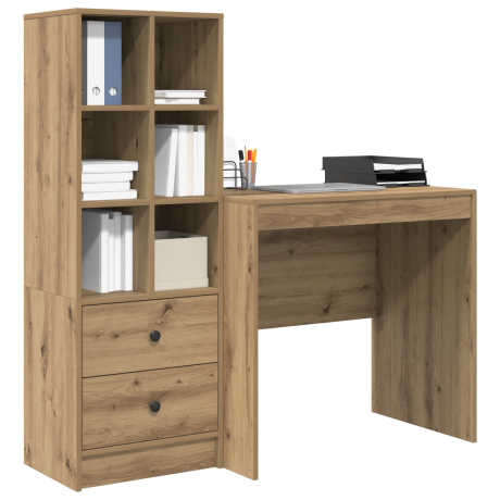 vidaXL Bureau met opbergruimte bewerkt hout artisanaal eiken afbeelding3 - 1
