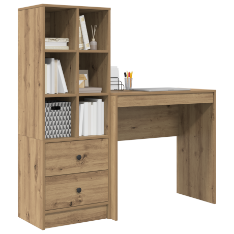 vidaXL Bureau met Opbergruimte in Artisan Eiken Hout afbeelding3 - 1